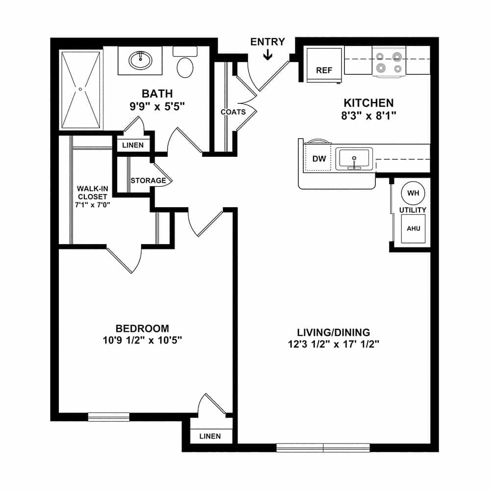 Style A3 1 Bedroom | 1 Bath 611 Square Feet $915.00 (60%)