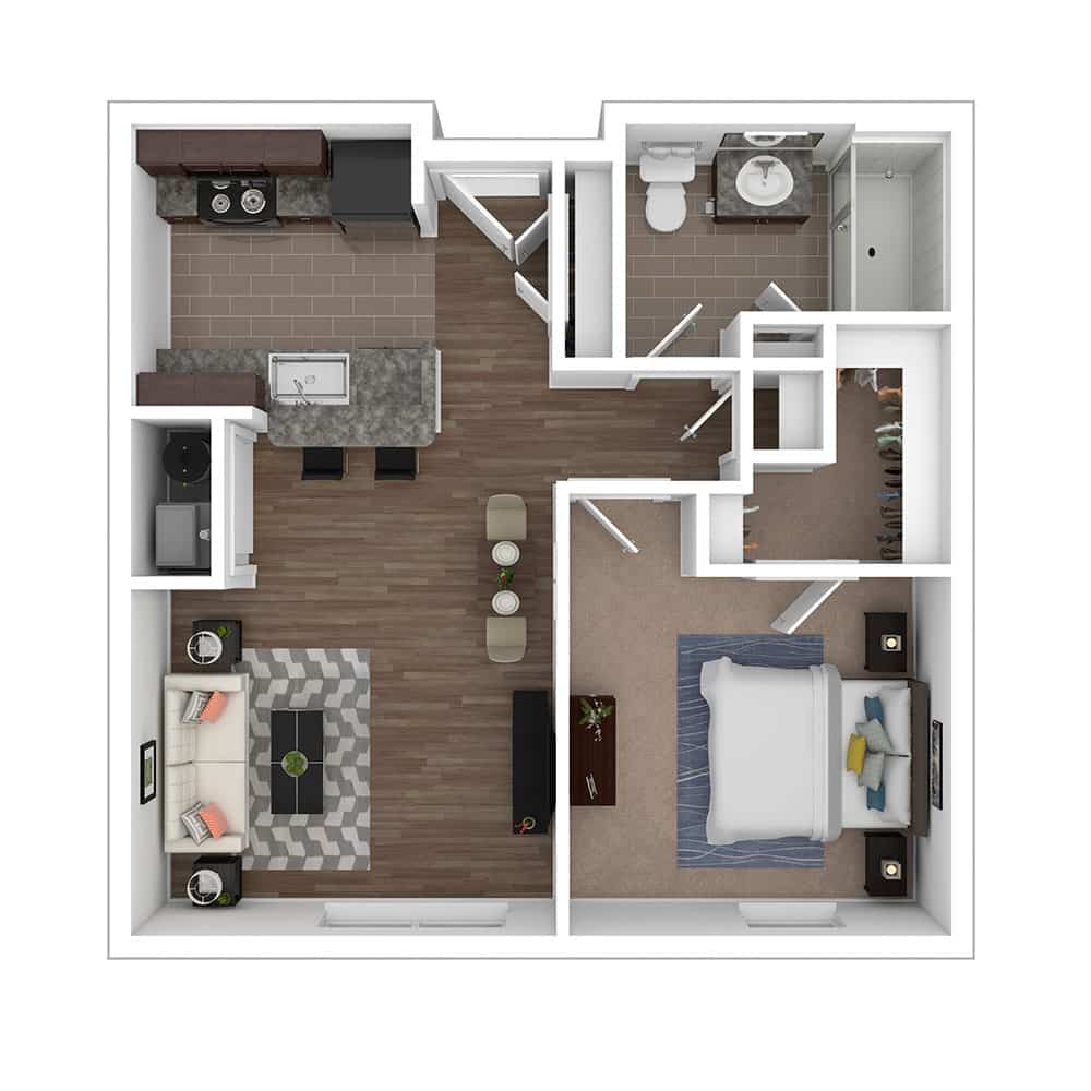 Style A1 1 Bedroom | 1 Bath 579 Square Feet $915.00 (60%)
