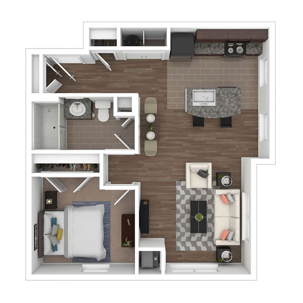 Style A2 1 Bedroom | 1 Bath 662 Square Feet $915.00 (60%)