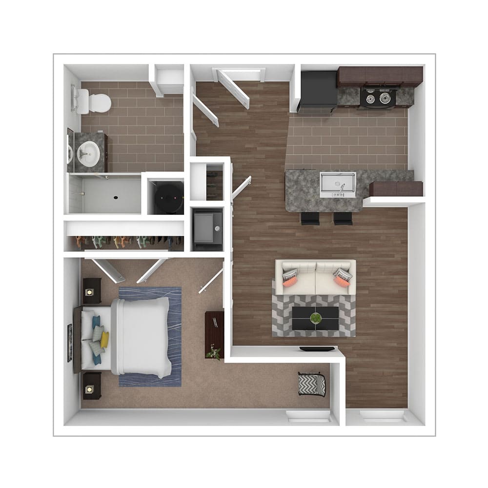 Style A8 1 Bedroom | 1 Bath 579 Square Feet $Call for Pricing