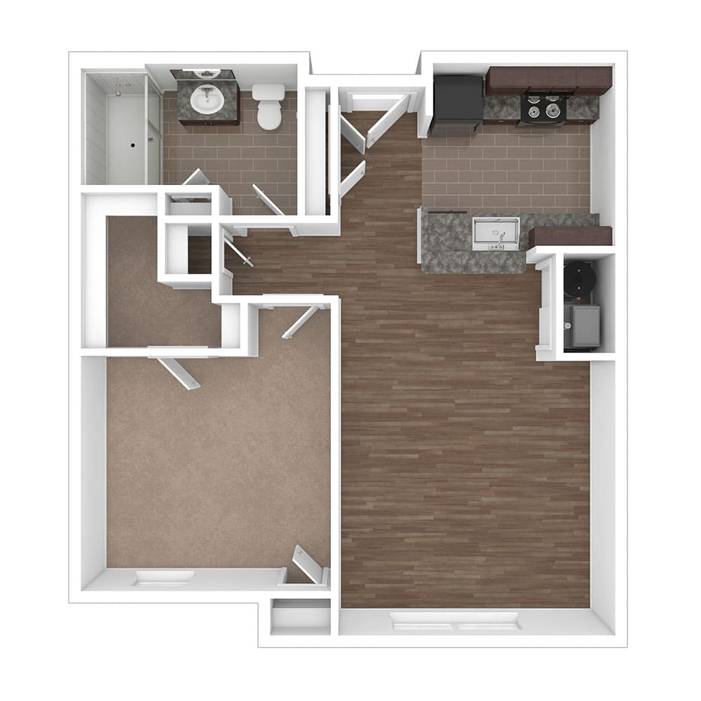 Style A3 1 Bedroom | 1 Bath 611 Square Feet $915.00 (60%)